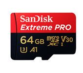 SanDisk Extreme Pro 64GB microSDXC UHS-I Card (U3,V30,100MB) w/SD adapter
