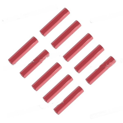 M3*35 H5 Aluminum Alloy Hexa Spacer Pillar Red 10-Pack