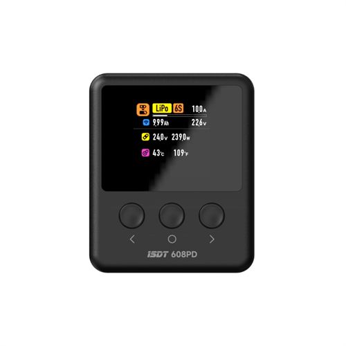 ISDT 608PD DC 240W/10A USB C Smart Digital Charger for LiFe/Lilon/LiPo/LiHV/NiMH/Pb Battery-Black