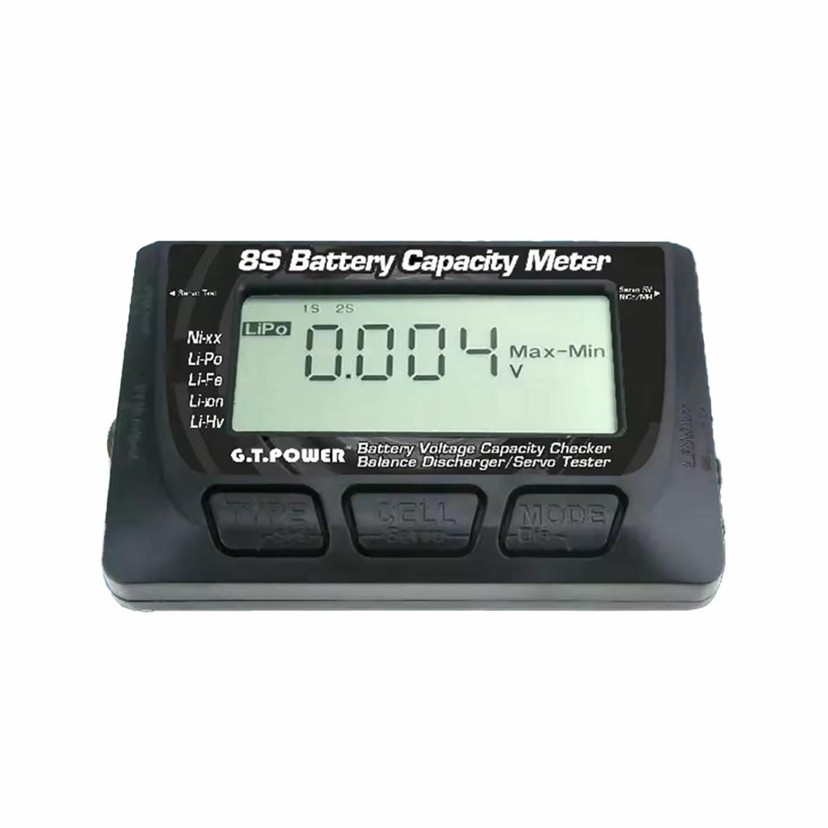 GT Power 1S-8S Battery Capacity Meter Lipo Battery Monitor Multi-function Battery Power Tester Voltage Detection Tools