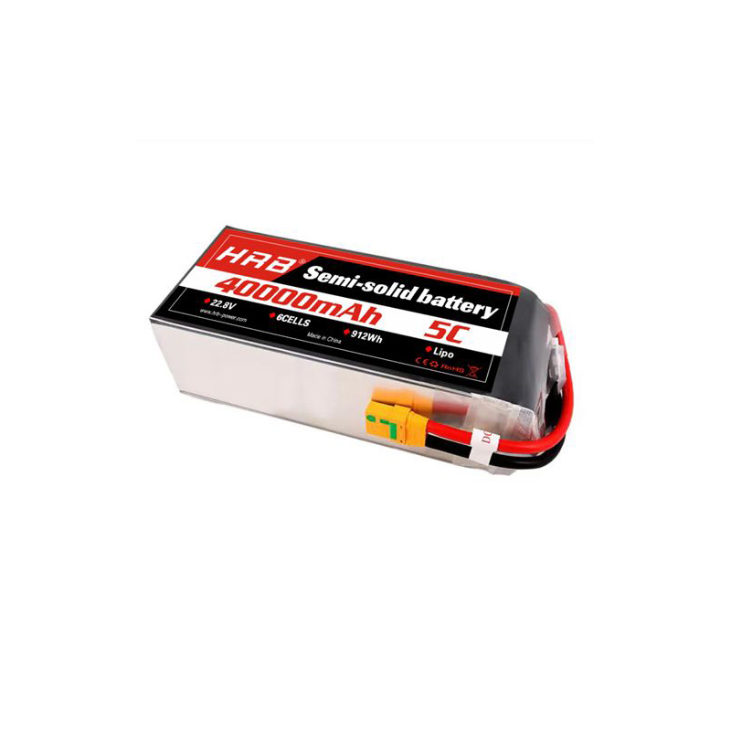 HRB 40000mAh 5C 6S 22.8V HV High Voltage Semi-solid Drone Battery with High Density