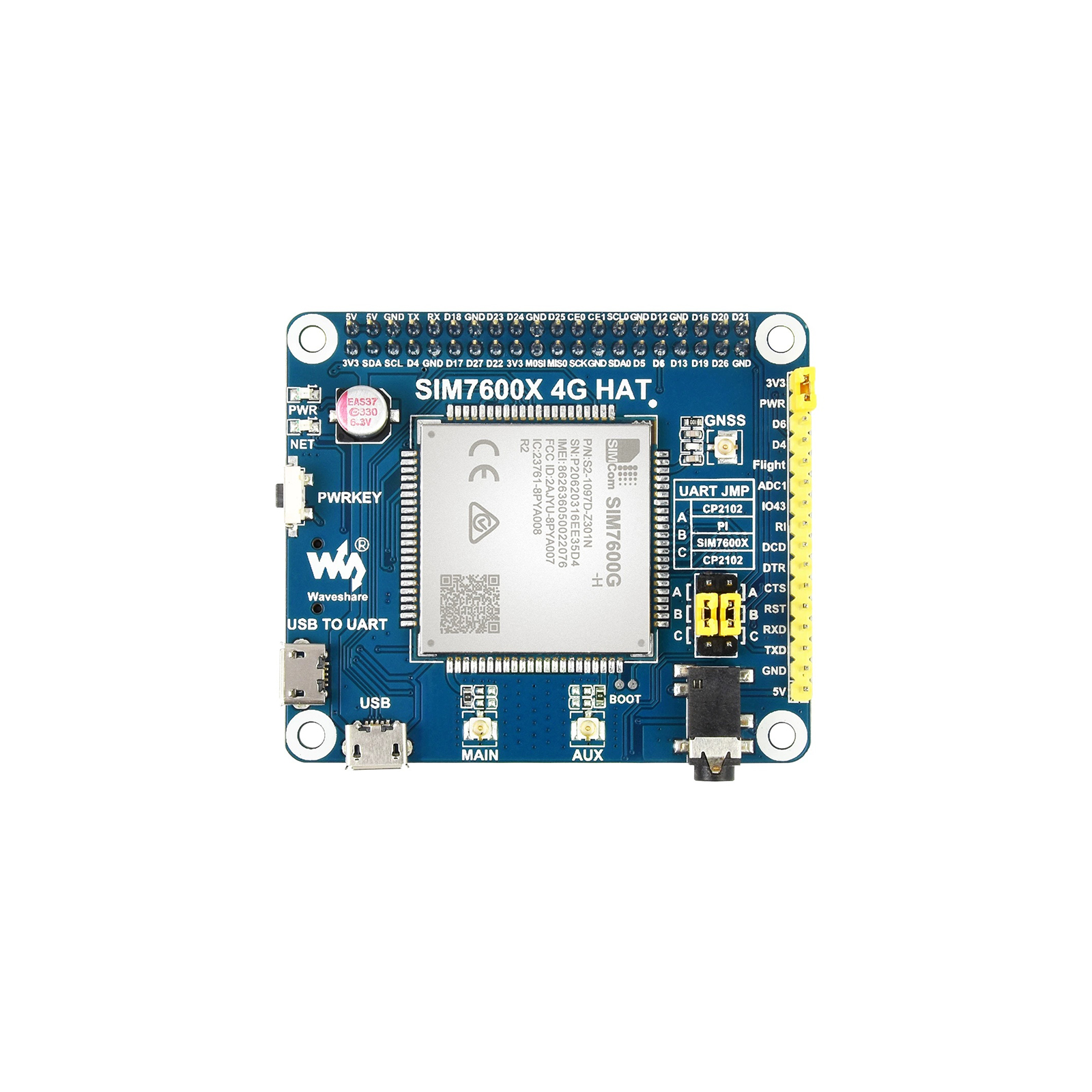Waveshare SIM7600G-H 4G HAT Expansion Board GNSS Positioning for Raspberry Pi
