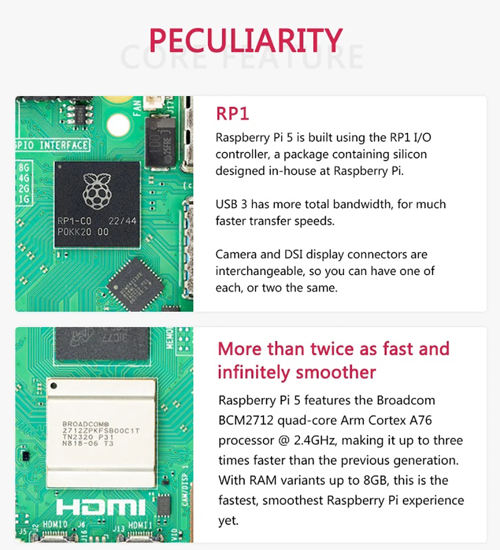 Raspberry Pi 5 8GB Development Board Broadcom BCM2712 Python ...