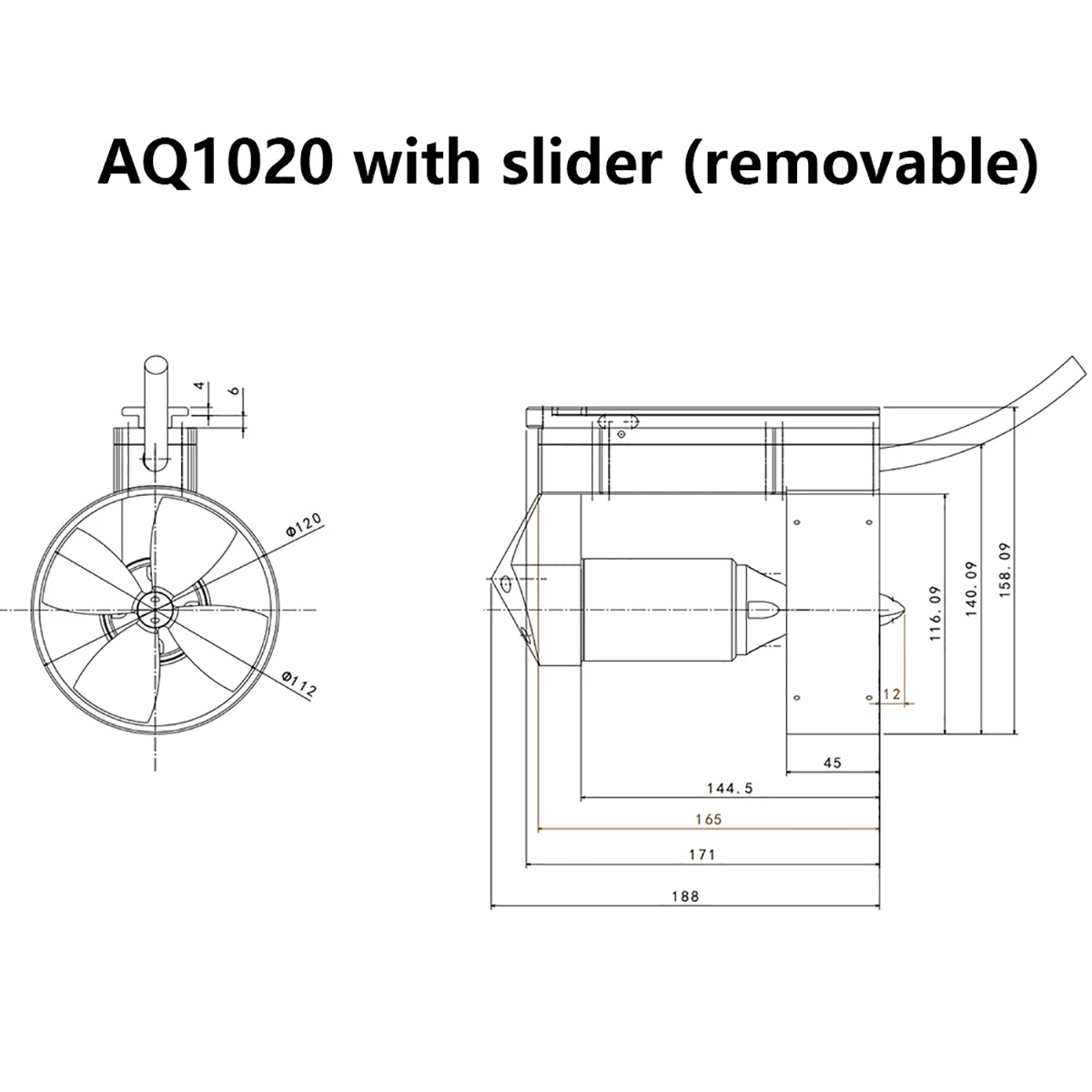 APISQUEEN 48V AQ1020 Underwater Thruster with Built-in ESC All Metal ...