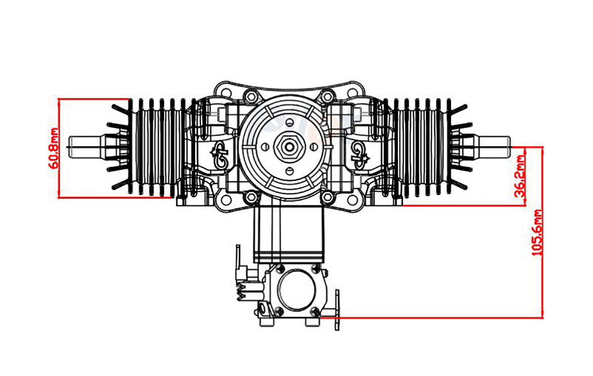 GP76 76cc Gasoline Engine Twin Cylinder Two-Stroke High Performance for ...