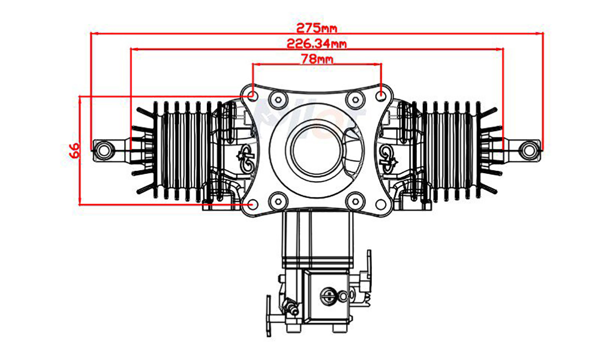GP76 76cc Gasoline Engine Twin Cylinder Two-Stroke High Performance for ...