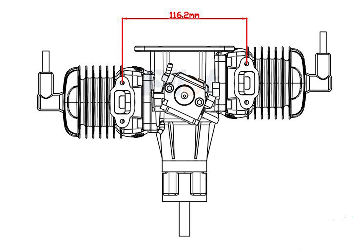 GP76 76cc Gasoline Engine Twin Cylinder Two-Stroke High Performance for ...